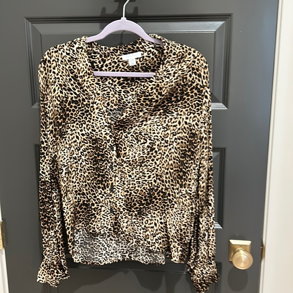 Topshop, leopard print blouse.  US Size 10.  100% Viscose